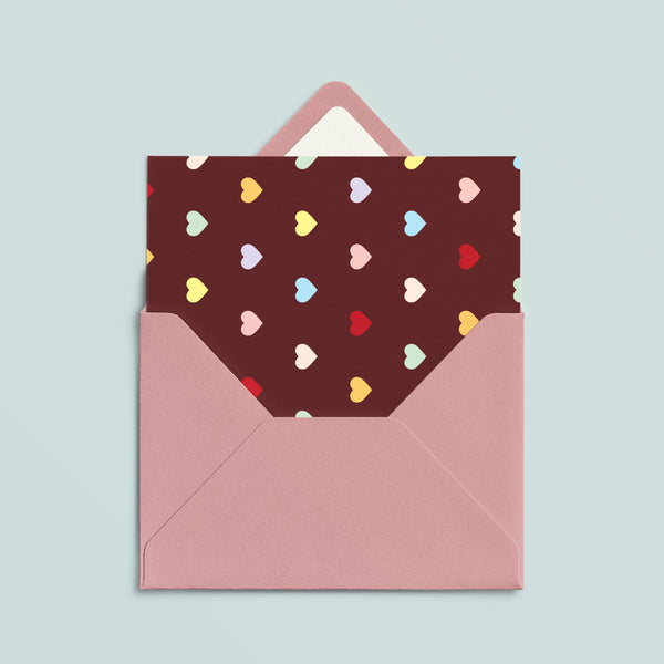 Folded Card | Hearts Multi Wine