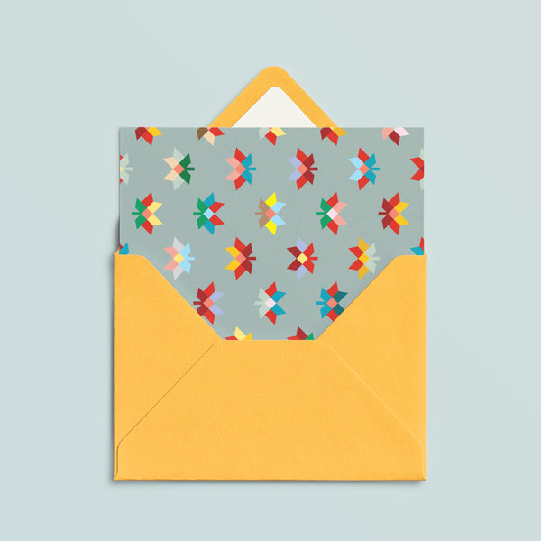 Folded Card | Patch Leaves Grey