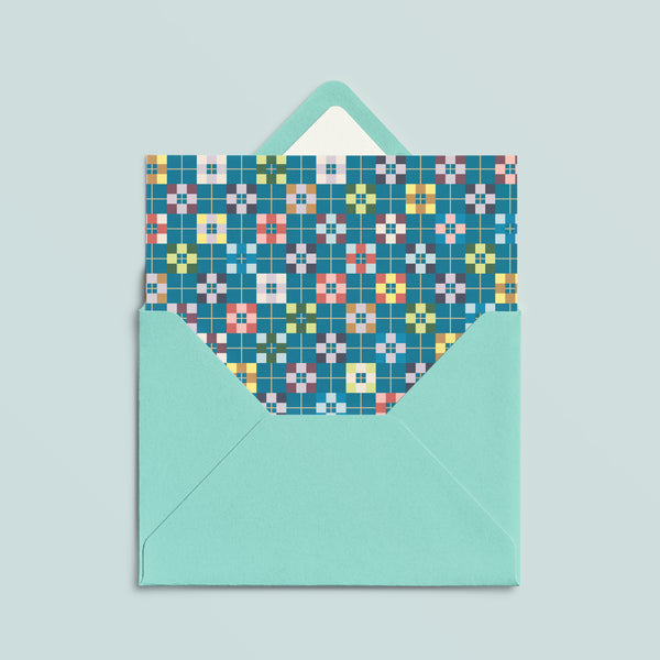 Folded Card | Patch Block Teal