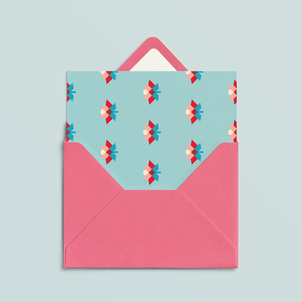 Folded Card | Patch Flowers Dusty Blue