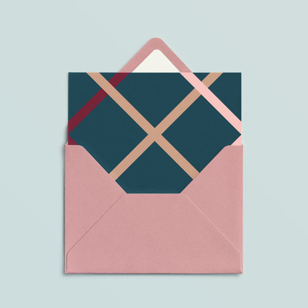 Folded Card | Ribbon Grid Teal