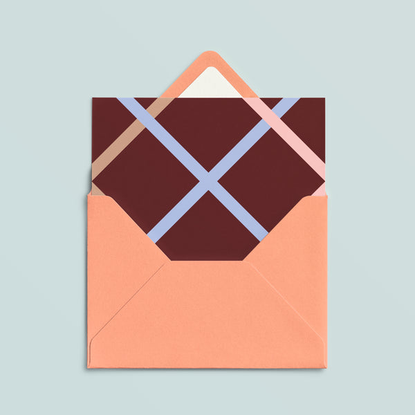 Folded Card | Ribbon Grid Wine