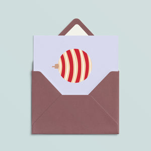 Folded Card | Xmas Ball Stripe Lilac