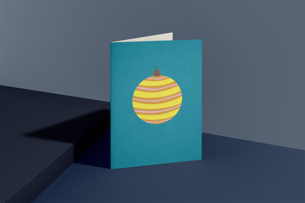 Folded Card | Xmas Ball Stripe Petrol