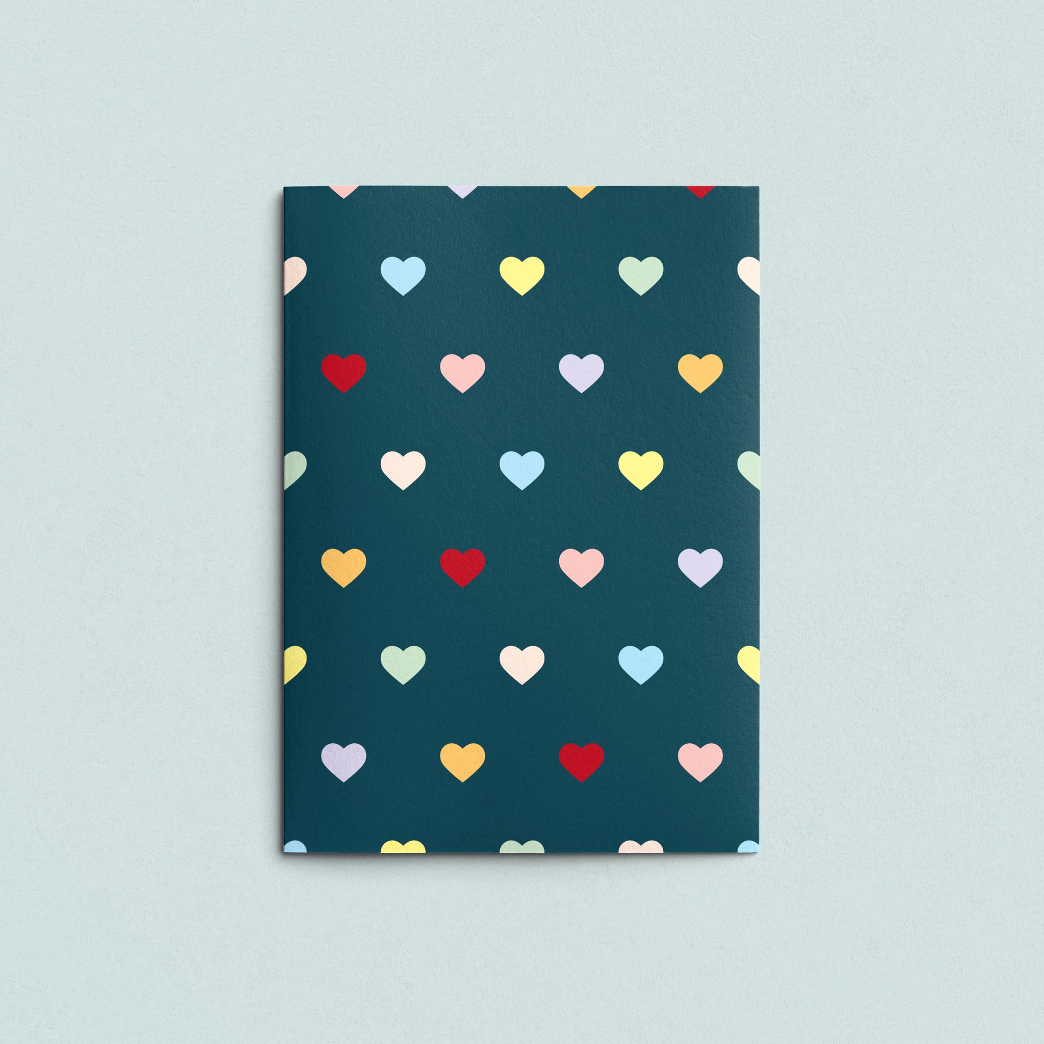 Folded Card | Hearts Multi Teal