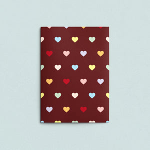 Folded Card | Hearts Multi Wine