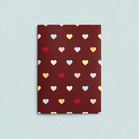 Folded Card | Hearts Multi Wine