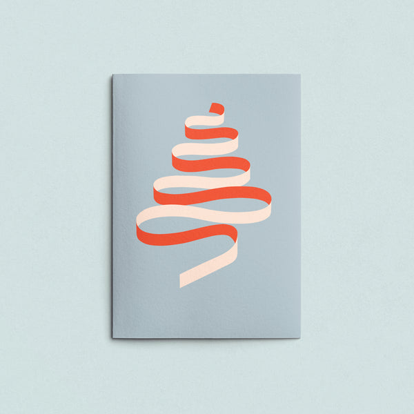 Folded Card | Ribbon Tree Grey Red