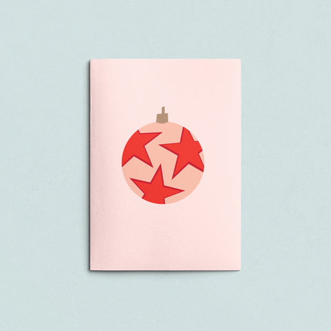 Folded Card | Xmas Ball Stars Pink