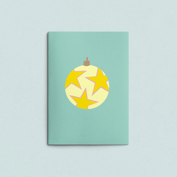 Folded Card | Xmas Ball Stars Turquoise