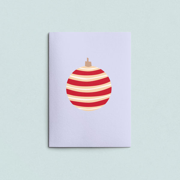 Folded Card | Xmas Ball Stripe Lilac