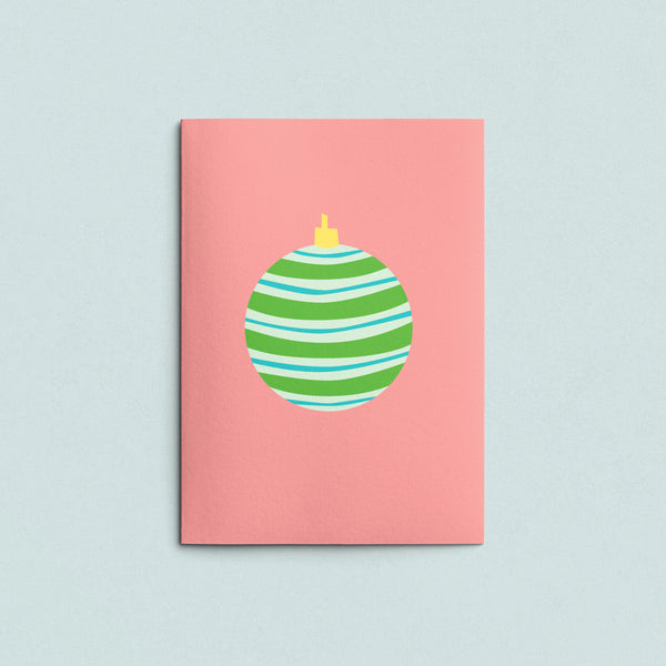 Folded Card | Xmas Ball Stripe Pink